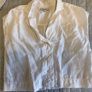 Madewell White Linen Button Top